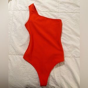 Coral one sleeve bodysuit